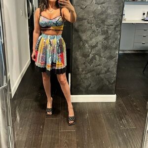 Crop top and pleated skirt